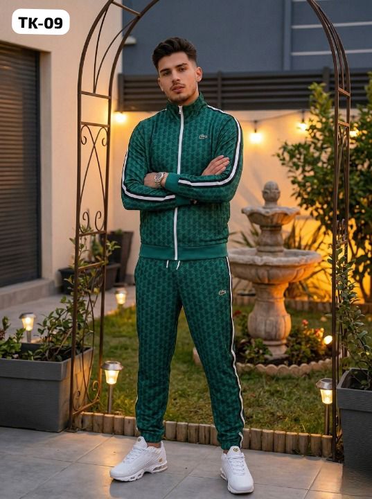 Men's Patterned Track Suit Set with Matching Cap