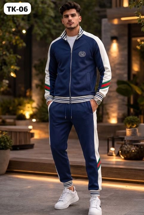 Men's Two-Piece Color-Block Track Suit Set