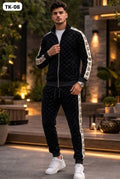 Black Velvet GG Monogram Zip-Up Tracksuit Set