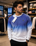 Lacoste Blue-to-White Gradient Crewneck Sweatshirt