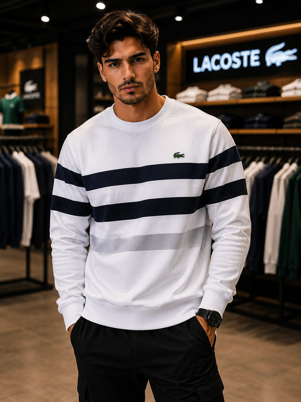Men's Striped Crewneck Sweatshirt