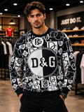Navy D&G Monogram All-Over Print Crewneck Sweatshirt