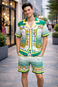 Men’s Green Scenic Print Co-ord Set