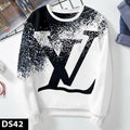 White & Black LV Logo Splatter Crewneck Sweatshirt