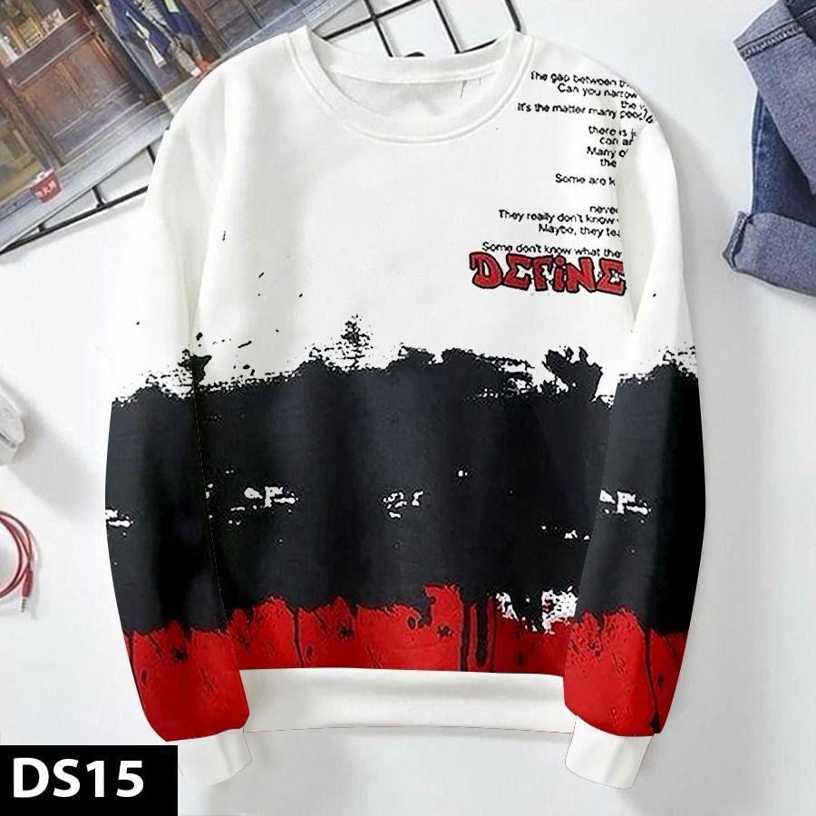 White Tri-Color "DEFINE" Graphic Crewneck Sweatshirt