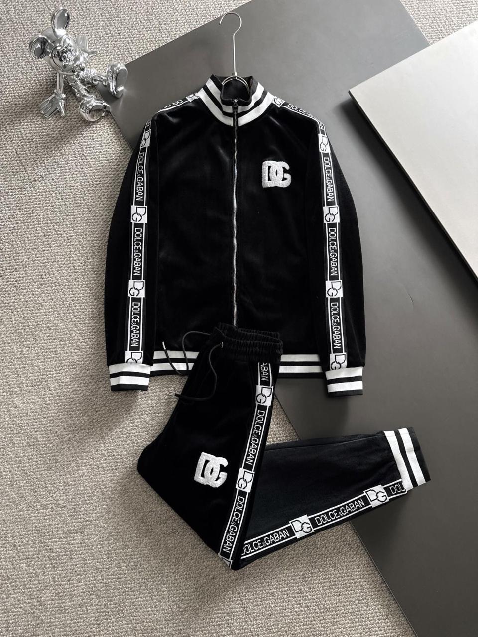 Men's Velvet Two-Piece Track Suit Set