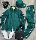 Men's Patterned Track Suit Set with Matching Cap