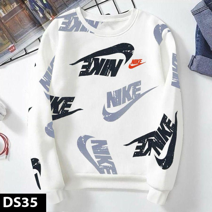 White Multi-Color Graphic Print Crewneck Sweatshirt