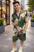 Men’s Green Geo Patchwork Co-ord Set