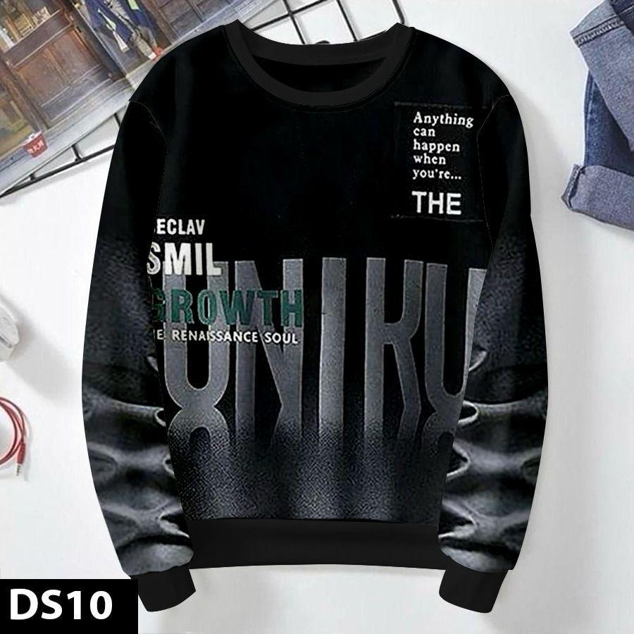 Black Urban Typography Graphic Crewneck Sweatshirt