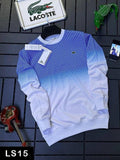 Lacoste Blue-to-White Gradient Crewneck Sweatshirt