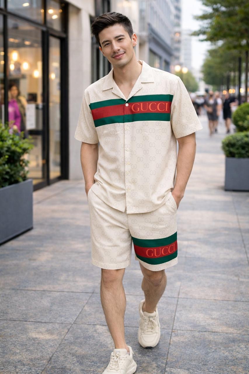 Men’s Cream Stripe Co-ord Set