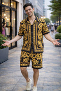 Men’s Black & Gold Baroque Print Co-ord Set