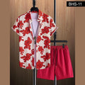 Men’s Red Rose Floral Shirt & Shorts Set