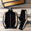 Black Velvet GG Monogram Zip-Up Tracksuit Set