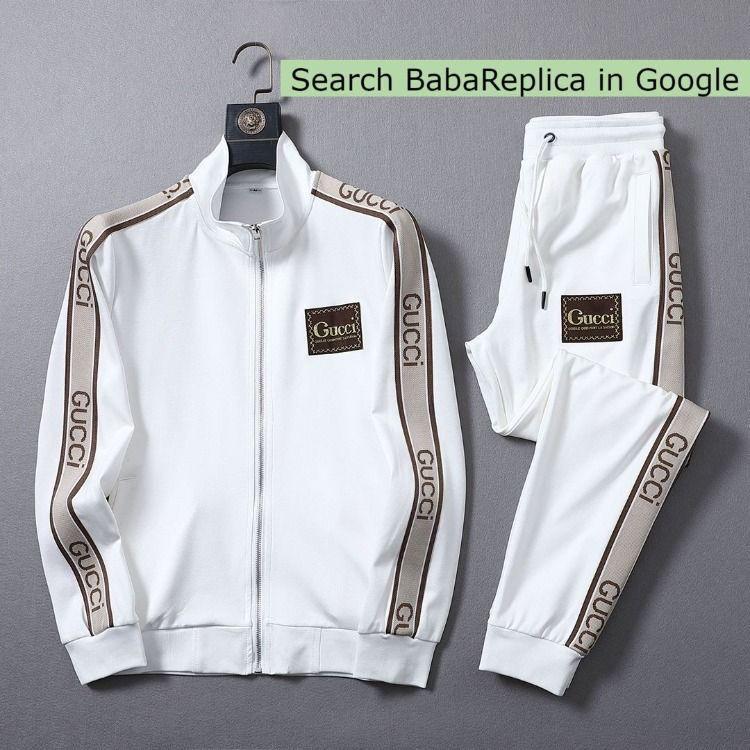 White Zip-Up Tracksuit Set with Lettered Tape Detail