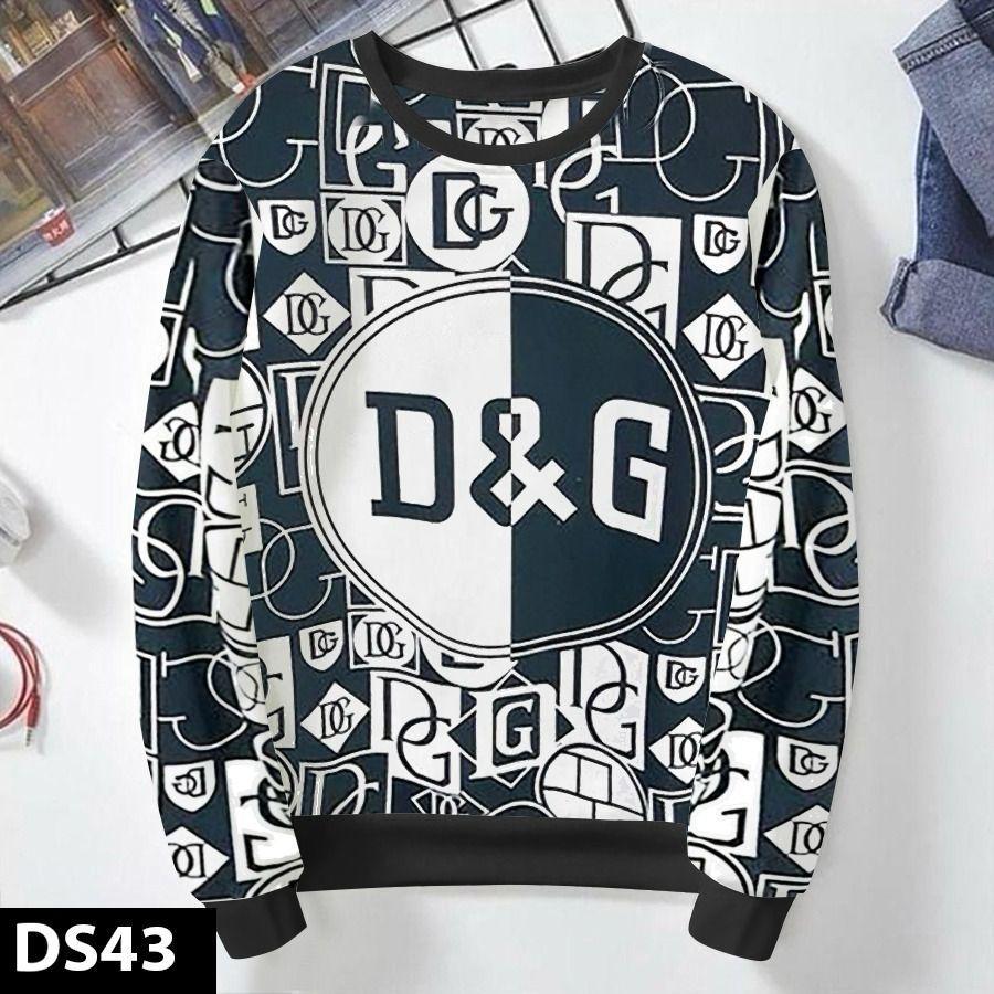 Navy D&G Monogram All-Over Print Crewneck Sweatshirt